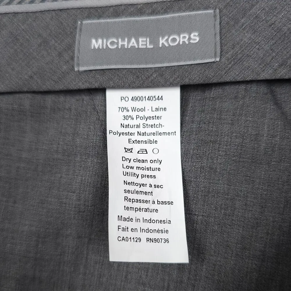 Michael Kors Mens Classic Fit 2 Piece Suit 42R 34x32 Blue Plaid Stretch Wool NWT